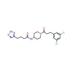 O=C(CCCc1cn[nH]n1)NC1CCN(C(=O)CCc2cc(Cl)cc(Cl)c2)CC1 ZINC000209495835