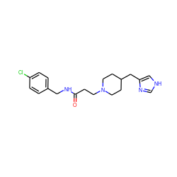 O=C(CCN1CCC(Cc2c[nH]cn2)CC1)NCc1ccc(Cl)cc1 ZINC000028563678