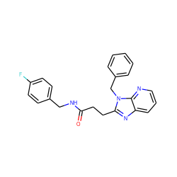 O=C(CCc1nc2cccnc2n1Cc1ccccc1)NCc1ccc(F)cc1 ZINC000004901287