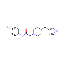 O=C(CN1CCC(Cc2c[nH]cn2)CC1)Nc1ccc(Cl)cc1 ZINC000028563858