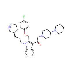 O=C(CN1CCC(N2CCCCC2)CC1)c1c(COc2ccc(Cl)cc2)n(CCC[C@@H]2CCCNC2)c2ccccc12 ZINC000026649493