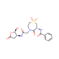 O=C(CN1CCS(=O)(=O)C[C@H](NC(=O)c2ccccc2)C1=O)N[C@H]1CC(=O)O[C@H]1O ZINC000003928313