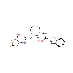 O=C(CN1CCSC[C@H](NC(=O)c2cc3ccccc3s2)C1=O)N[C@H]1CC(=O)O[C@@H]1O ZINC000036093001