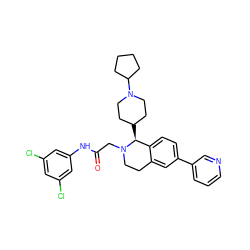 O=C(CN1CCc2cc(-c3cccnc3)ccc2[C@@H]1C1CCN(C2CCCC2)CC1)Nc1cc(Cl)cc(Cl)c1 ZINC000003987150