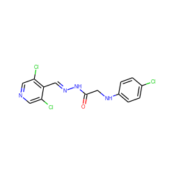 O=C(CNc1ccc(Cl)cc1)N/N=C/c1c(Cl)cncc1Cl ZINC000201287084