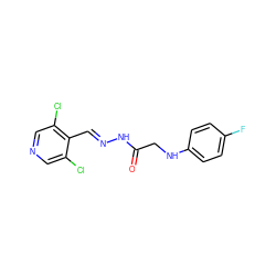 O=C(CNc1ccc(F)cc1)N/N=C/c1c(Cl)cncc1Cl ZINC000201288712