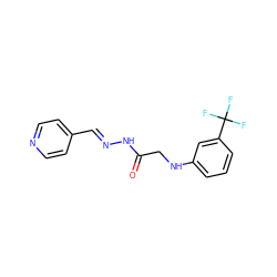 O=C(CNc1cccc(C(F)(F)F)c1)N/N=C/c1ccncc1 ZINC000003281894