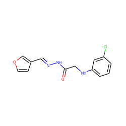 O=C(CNc1cccc(Cl)c1)N/N=C/c1ccoc1 ZINC000223471464
