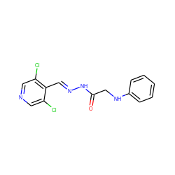 O=C(CNc1ccccc1)N/N=C/c1c(Cl)cncc1Cl ZINC000201286950