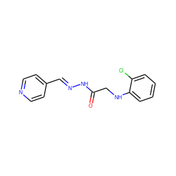 O=C(CNc1ccccc1Cl)N/N=C/c1ccncc1 ZINC001772589268