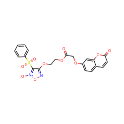 O=C(COc1ccc2ccc(=O)oc2c1)OCCOc1no[n+]([O-])c1S(=O)(=O)c1ccccc1 ZINC000299823301