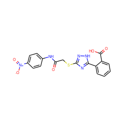 O=C(CSc1n[nH]c(-c2ccccc2C(=O)O)n1)Nc1ccc([N+](=O)[O-])cc1 ZINC000473123171