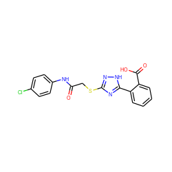 O=C(CSc1n[nH]c(-c2ccccc2C(=O)O)n1)Nc1ccc(Cl)cc1 ZINC000473123331