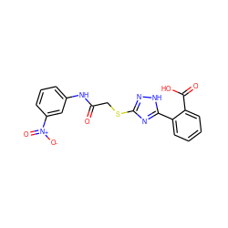 O=C(CSc1n[nH]c(-c2ccccc2C(=O)O)n1)Nc1cccc([N+](=O)[O-])c1 ZINC000473122499