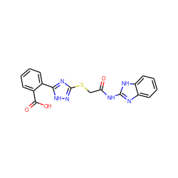 O=C(CSc1n[nH]c(-c2ccccc2C(=O)O)n1)Nc1nc2ccccc2[nH]1 ZINC000473119869