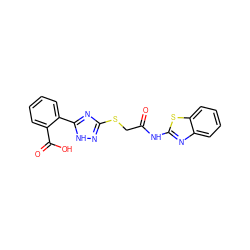 O=C(CSc1n[nH]c(-c2ccccc2C(=O)O)n1)Nc1nc2ccccc2s1 ZINC000473124789