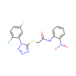 O=C(CSc1nnnn1-c1cc(F)ccc1Cl)Nc1ccccc1[N+](=O)[O-] ZINC000034817566