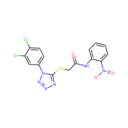 O=C(CSc1nnnn1-c1ccc(Cl)c(Cl)c1)Nc1ccccc1[N+](=O)[O-] ZINC000034817568