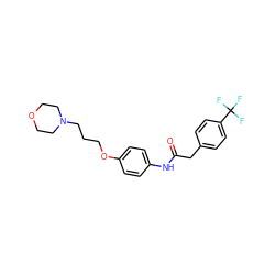 O=C(Cc1ccc(C(F)(F)F)cc1)Nc1ccc(OCCCN2CCOCC2)cc1 ZINC000043022016