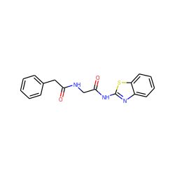 O=C(Cc1ccccc1)NCC(=O)Nc1nc2ccccc2s1 ZINC000009450476