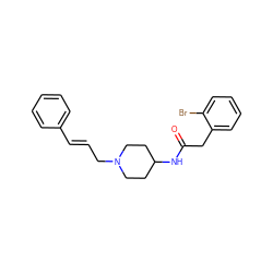 O=C(Cc1ccccc1Br)NC1CCN(C/C=C/c2ccccc2)CC1 ZINC000028456949