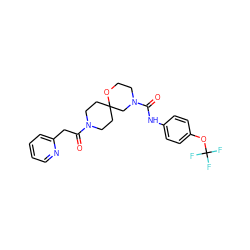 O=C(Cc1ccccn1)N1CCC2(CC1)CN(C(=O)Nc1ccc(OC(F)(F)F)cc1)CCO2 ZINC000103230983