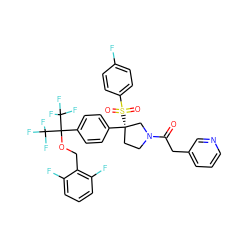 O=C(Cc1cccnc1)N1CC[C@](c2ccc(C(OCc3c(F)cccc3F)(C(F)(F)F)C(F)(F)F)cc2)(S(=O)(=O)c2ccc(F)cc2)C1 ZINC001772643618