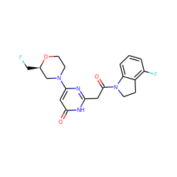 O=C(Cc1nc(N2CCO[C@H](CF)C2)cc(=O)[nH]1)N1CCc2c(F)cccc21 ZINC000147093318