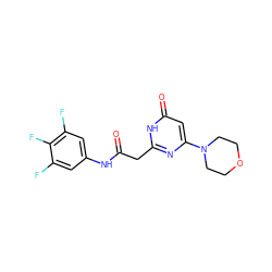 O=C(Cc1nc(N2CCOCC2)cc(=O)[nH]1)Nc1cc(F)c(F)c(F)c1 ZINC000115060821