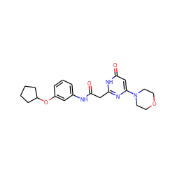 O=C(Cc1nc(N2CCOCC2)cc(=O)[nH]1)Nc1cccc(OC2CCCC2)c1 ZINC000115067878