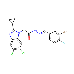 O=C(Cn1c(C2CC2)nc2cc(Cl)c(Cl)cc21)N/N=C/c1ccc(F)c(Br)c1 ZINC001772635838