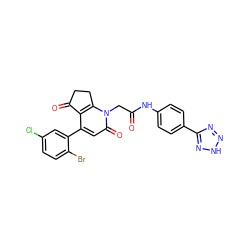 O=C(Cn1c2c(c(-c3cc(Cl)ccc3Br)cc1=O)C(=O)CC2)Nc1ccc(-c2nn[nH]n2)cc1 ZINC000221129523