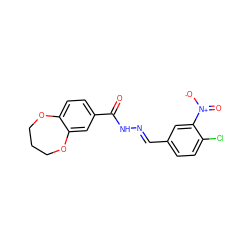O=C(N/N=C/c1ccc(Cl)c([N+](=O)[O-])c1)c1ccc2c(c1)OCCCO2 ZINC001772651061