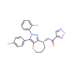 O=C(N[C@@H]1CCCOc2c1nn(-c1ccccc1Cl)c2-c1ccc(Cl)cc1)c1cnon1 ZINC000084670450