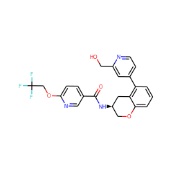 O=C(N[C@@H]1COc2cccc(-c3ccnc(CO)c3)c2C1)c1ccc(OCC(F)(F)F)nc1 ZINC000084725434