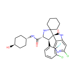 O=C(N[C@H]1CC[C@H](O)CC1)[C@@H]1NC2(CCCCC2)[C@@]2(C(=O)Nc3cc(Cl)ncc32)[C@H]1c1cccc(Cl)c1F ZINC001772608962