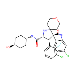O=C(N[C@H]1CC[C@H](O)CC1)[C@@H]1NC2(CCOCC2)[C@@]2(C(=O)Nc3cc(Cl)ccc32)[C@H]1c1cccc(Cl)c1F ZINC001772584478