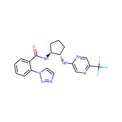 O=C(N[C@H]1CCC[C@@H]1Nc1cnc(C(F)(F)F)cn1)c1ccccc1-n1ccnn1 ZINC001772637603