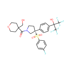 O=C(N1CC[C@](c2ccc(C(O)(C(F)(F)F)C(F)(F)F)cc2)(S(=O)(=O)c2ccc(F)cc2)C1)C1(CO)CCOCC1 ZINC001772657084