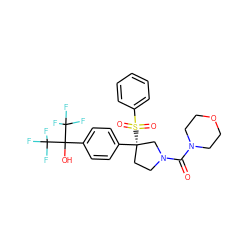 O=C(N1CCOCC1)N1CC[C@](c2ccc(C(O)(C(F)(F)F)C(F)(F)F)cc2)(S(=O)(=O)c2ccccc2)C1 ZINC001772604554