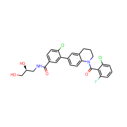 O=C(NC[C@H](O)CO)c1ccc(Cl)c(-c2ccc3c(c2)CCCN3C(=O)c2c(F)cccc2Cl)c1 ZINC000221917557