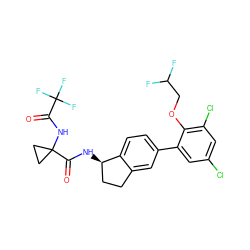 O=C(NC1(C(=O)N[C@@H]2CCc3cc(-c4cc(Cl)cc(Cl)c4OCC(F)F)ccc32)CC1)C(F)(F)F ZINC000169697116