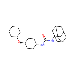 O=C(NC12CC3CC(CC(C3)C1)C2)N[C@H]1CC[C@@H](OC2CCCCC2)CC1 ZINC000261165436