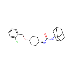 O=C(NC12CC3CC(CC(C3)C1)C2)N[C@H]1CC[C@@H](OCc2ccccc2Cl)CC1 ZINC000101140206