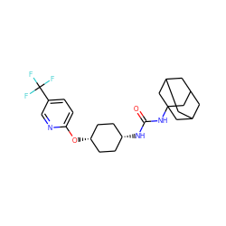 O=C(NC12CC3CC(CC(C3)C1)C2)N[C@H]1CC[C@@H](Oc2ccc(C(F)(F)F)cn2)CC1 ZINC000101507563