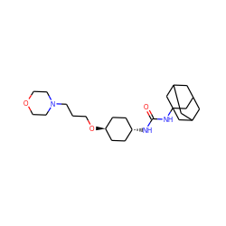 O=C(NC12CC3CC(CC(C3)C1)C2)N[C@H]1CC[C@H](OCCCN2CCOCC2)CC1 ZINC000254073917
