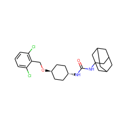 O=C(NC12CC3CC(CC(C3)C1)C2)N[C@H]1CC[C@H](OCc2c(Cl)cccc2Cl)CC1 ZINC000101110579