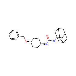 O=C(NC12CC3CC(CC(C3)C1)C2)N[C@H]1CC[C@H](OCc2ccccc2)CC1 ZINC000101140262
