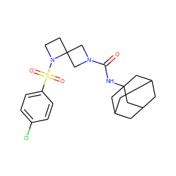 O=C(NC12CC3CC(CC(C3)C1)C2)N1CC2(CCN2S(=O)(=O)c2ccc(Cl)cc2)C1 ZINC000205433123