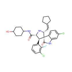 O=C(NC1CCC(O)CC1)[C@@H]1N[C@H](C=C2CCCC2)[C@]2(C(=O)Nc3cc(Cl)ccc32)[C@H]1c1cccc(Cl)c1F ZINC000147063382